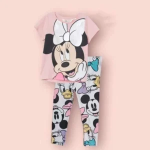conjunto camiseta de manga corta y pantalones largos minnie