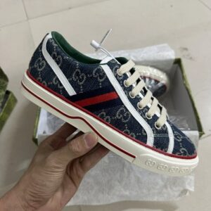 apatillas de moda de denim azul GUCCI Tennis 1977 TALLA 37
