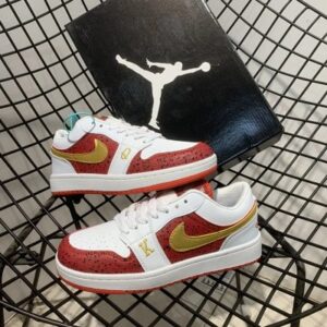 Nike AJ, modelo unisex en blanco y dorado