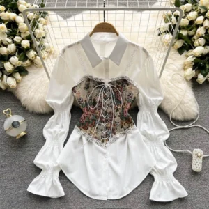 camisa con corsé floral