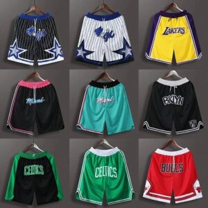 Pantalones cortos de baloncesto retro NBA de gran tamaño para verano de los equipos Celtics, Lakers, Bulls, Nets, Orlando Magic